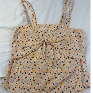 Madewell‎ Terrazzo Print Tie Front Tank Top Women Size 2 Cream Multi Color